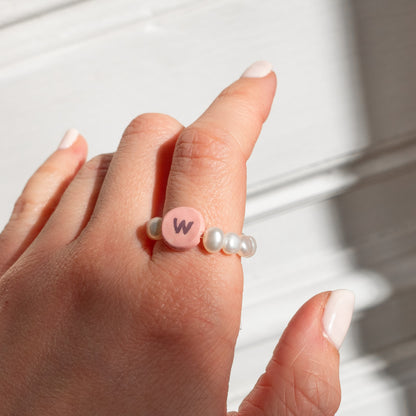 Pearl Ring - With Initial