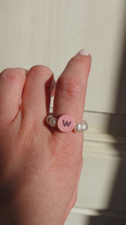 Pearl Ring - With Initial